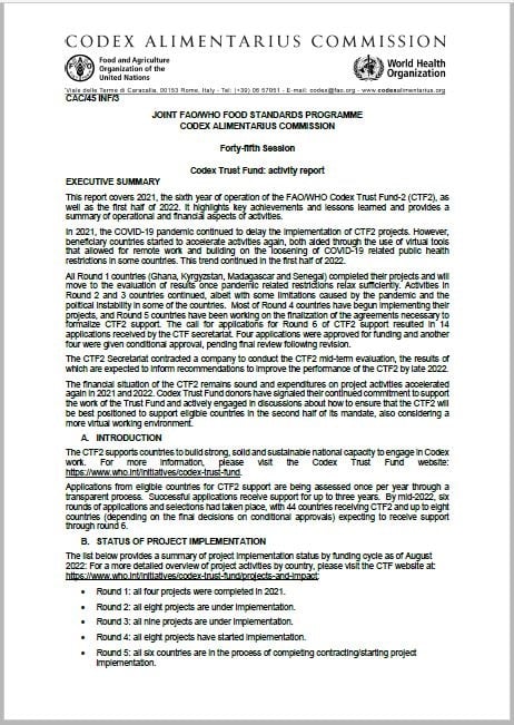 FAO/WHO Codex Trust Fund - 2021 Annual Report