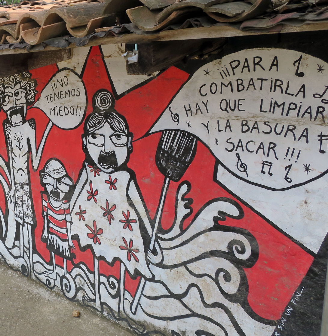 A wall with a Chagas Disease painting.