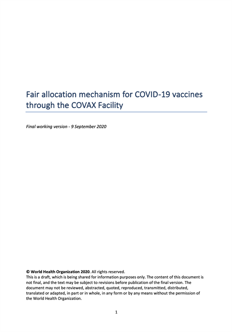 Fair allocation mechanism for COVID-19 vaccines through the COVAX Facility