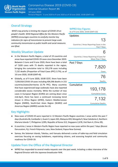COVID-19 situation report for the Western Pacific Region #155: 7 July 2023